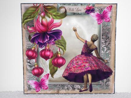 Pretty Fuschia Ballet Card Front Kit by Wayne Swan