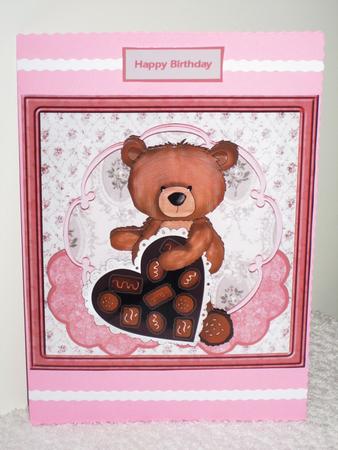 Teddy Bear with a Box of Chocolates and Decoupage by Wayne Swan