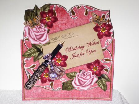 Pink Rose Red Fmk Just for You Sq Deco Card & E Kit by Wayne Swan