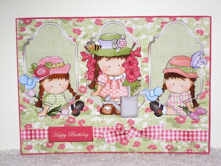 Little Girls in Their Garden Panel Card and Decoupage by Wayne Swan