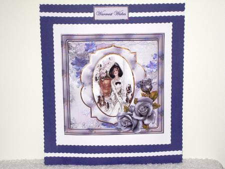 Vintage Lady and Dogs Card with Decoupage by Wayne Swan