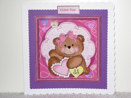 Cute Bear Valentine Card with Decoupage by Wayne Swan