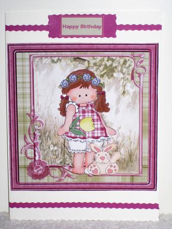 Beth and Her White Rabbit Card with Decoupage by Wayne Swan