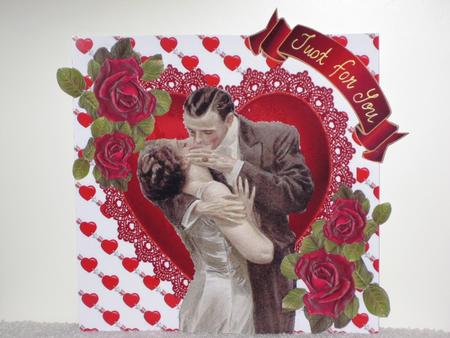 The Kiss, Vintage Couple on a Heart with Roses 8x8 Mini Kit by Wayne Swan