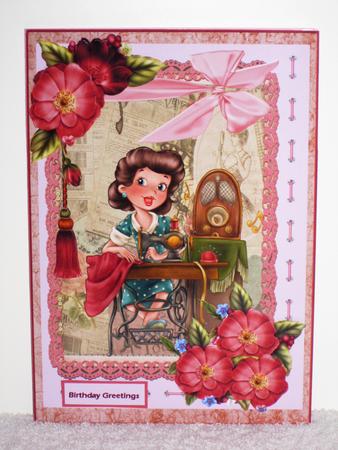 Music While You Sew Card Front with Decoupage by Wayne Swan