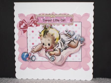 Sweet Vintage Baby Girl with Bow by Wayne Swan