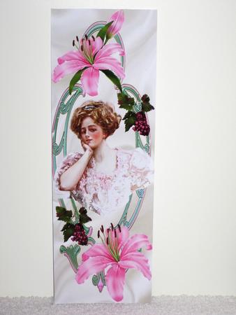Vintage Lady with Pink Lillies Tall Dl Card by Wayne Swan
