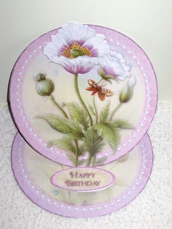 Pink Poppies Round Easel Card Mini Kit by Wayne Swan