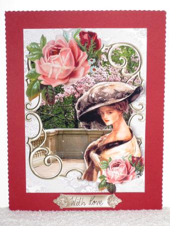Vintage Lady with Roses in the Garden by Wayne Swan