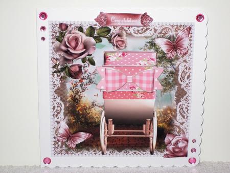 Baby Girl Pram with Optional Paper Bow by Wayne Swan