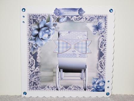 Baby Boy Pram with Optional Paper Bow by Wayne Swan