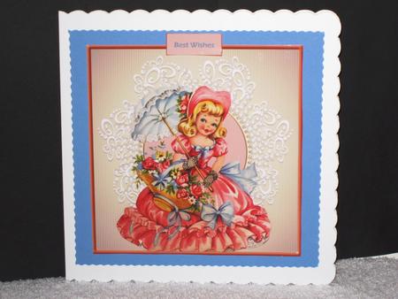 Vintage Girl with a Basket of Flowers Card by Wayne Swan
