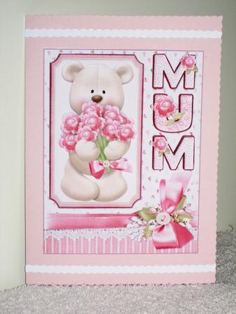 Teddy Has Flowers for Mum Quick Card by Wayne Swan