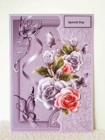 English Rose and Butterfly Card with Decoupage by Wayne Swan