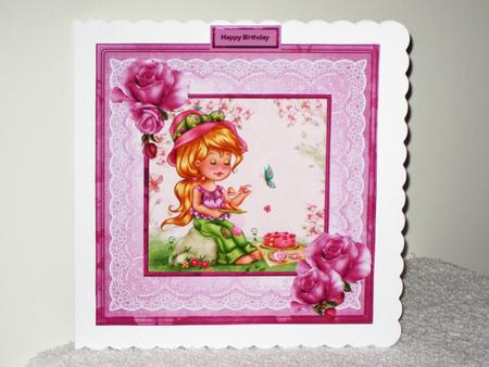 Pink Iced Cake 8x8 Card with Decoupage by Wayne Swan