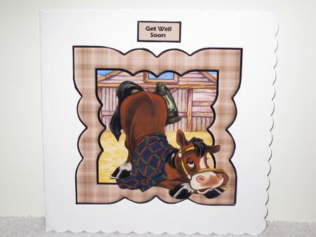 Poorly Horse Card with Decoupage by Wayne Swan