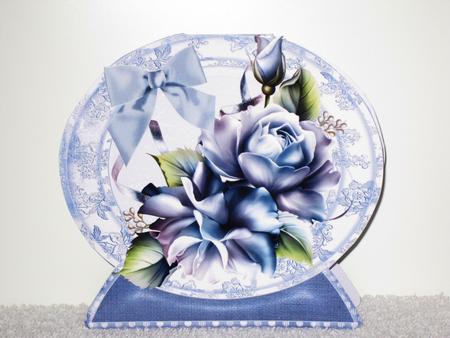 Pretty Blue Roses and Bow Quick Card by Wayne Swan