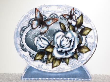 Pretty Blue Roses with Butterflies Quick Card by Wayne Swan