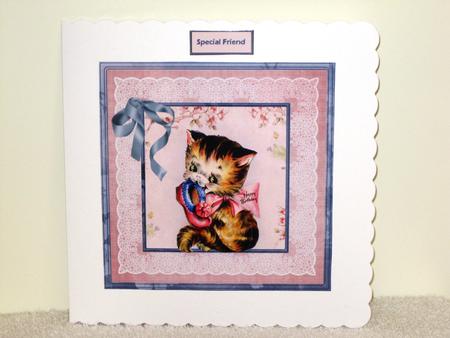 Vintage Kitten Card with Decoupage by Wayne Swan