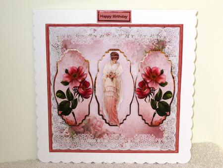 Vintage Lady and Rose 8x8 Panel Card by Wayne Swan