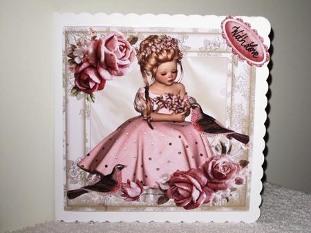 Pretty Girl Sitting with Little Birds & Roses 8x8 Mini Kit by Wayne Swan