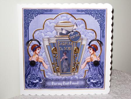 Blue Art Deco Perfume Best Friend 7in Decoupage Topper by Wayne Swan