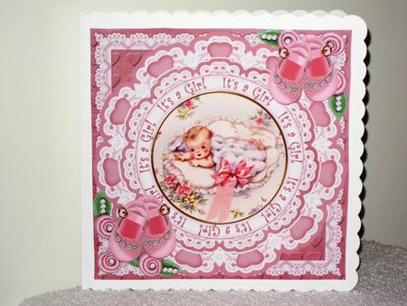 Baby Girl Its a Girl 7in Doily Decoupage Topper by Wayne Swan
