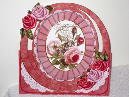 Deep Pink Roses Oval Over 3D Mini Card Kit by Wayne Swan