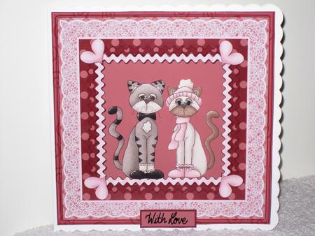 Anniversary Cats 7x7 Card with Decoupage by Wayne Swan