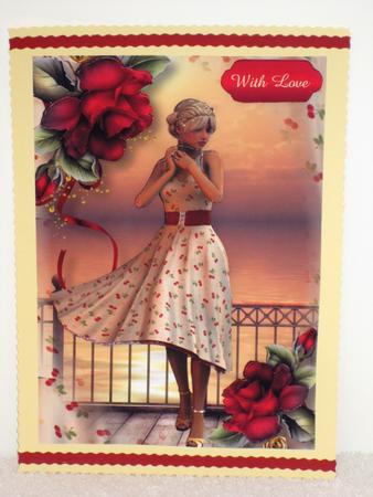 Cherry Print Dress & Red Roses Sunset by Wayne Swan