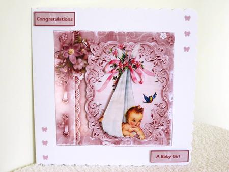 Vintage Baby Girl Card with Topper by Wayne Swan