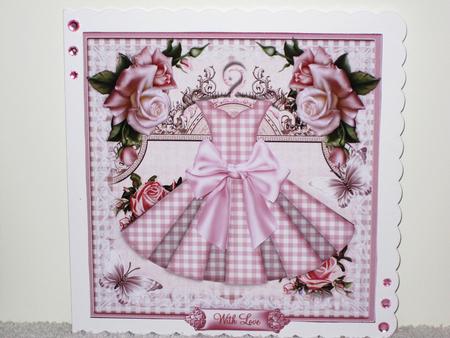 The Pink Gingham Paper Dress Card Front Kit by Wayne Swan