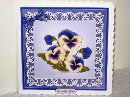 8 x 8 Pansy on Butterfly Lace Kit with 3D Decoupage by Wayne Swan