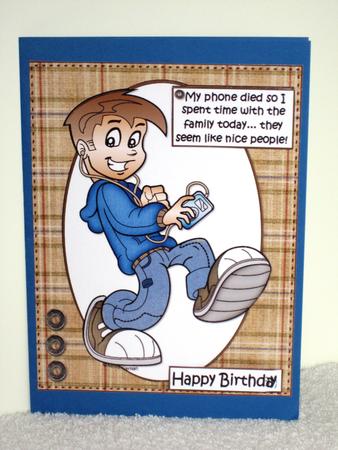 Teen Boy's Phone Has Died Quick Card by Wayne Swan