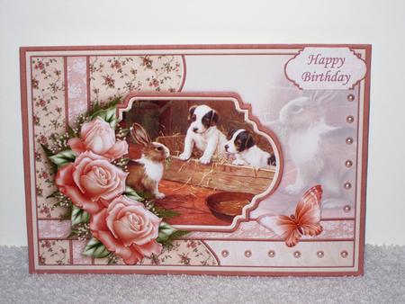 Hello Bunny & Puppies Card Topper & Decoupage by Wayne Swan