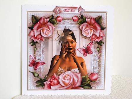 Pretty Rose and Flutters Card Front Kit by Wayne Swan