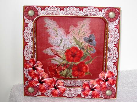 Red Hibiscous Floral 7inch Vintage Tent Card Mini Kit by Wayne Swan