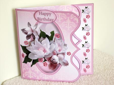 White and Pink Flowers Offset Bracket Card Mini Kit by Wayne Swan