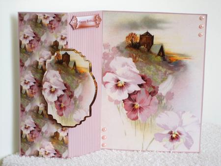 Pink Pansy Fold Back Card by Wayne Swan