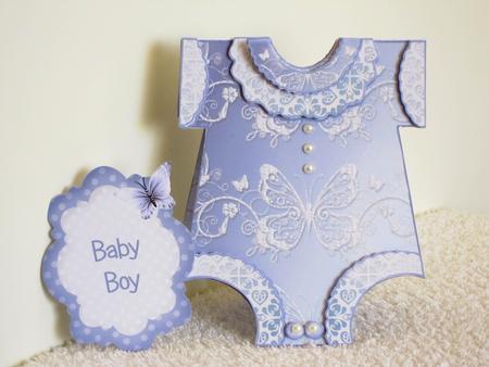 Baby Boy Blue Romper Shaped Card Kit by Wayne Swan