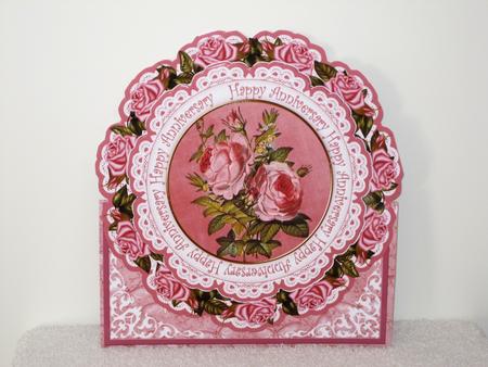 Pink Rose Happy Anniversary 3D Picture Doily C & E Kit by Wayne Swan