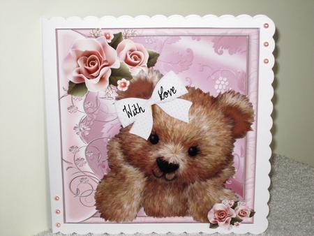 Gorgeous Fuzzy Bear with White Bow 8x8 by Wayne Swan