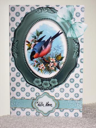 Pretty Bird on a Branch with Flowers Oval Pyramids by Wayne Swan