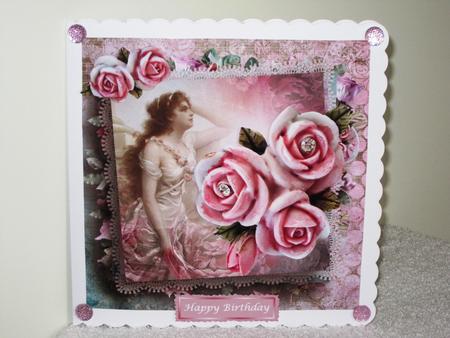 Pretty Lady with Pink Roses 8x8 by Wayne Swan