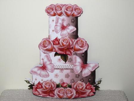 Gorgeous Pink Rose Cake Shaped Card Kit by Wayne Swan