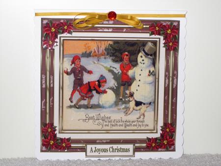 Playing in the Snow Vintage Christmas 8x8ins Mini Kit by Wayne Swan