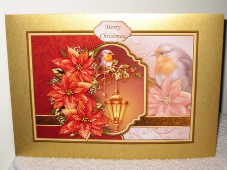 Christmas Robin Poinsettia & Lantern Decoupage by Wayne Swan