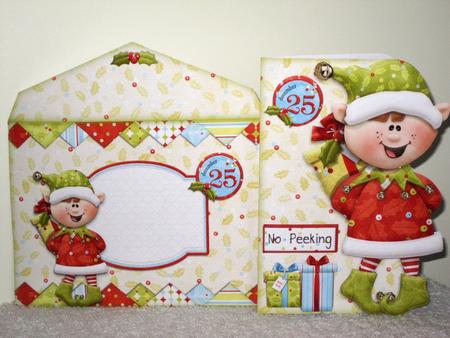 Christmas Elf Bearing Gifts Shaped Fold Card Kit by Wayne Swan