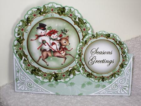 Reindeer Trio Christmas Double Doily Card Mini Kit by Wayne Swan