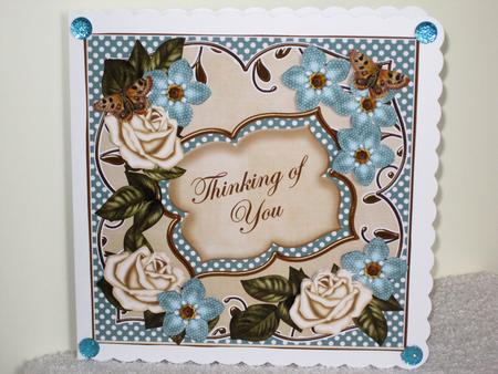 Cream Rose Fmk Thinking of You 7in Fancy Decoupage Topper by Wayne Swan
